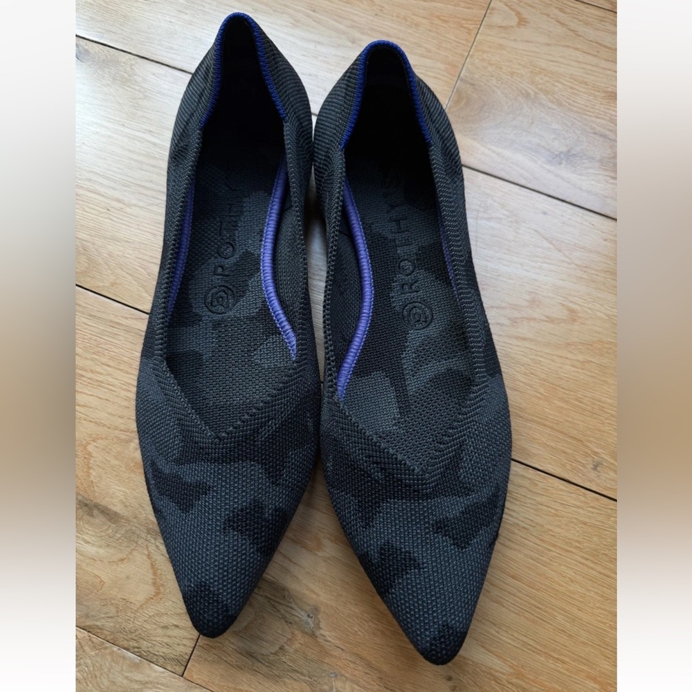 Rothy's The Point Dark Camo Ballet Flat Gray Comfort Retired 9